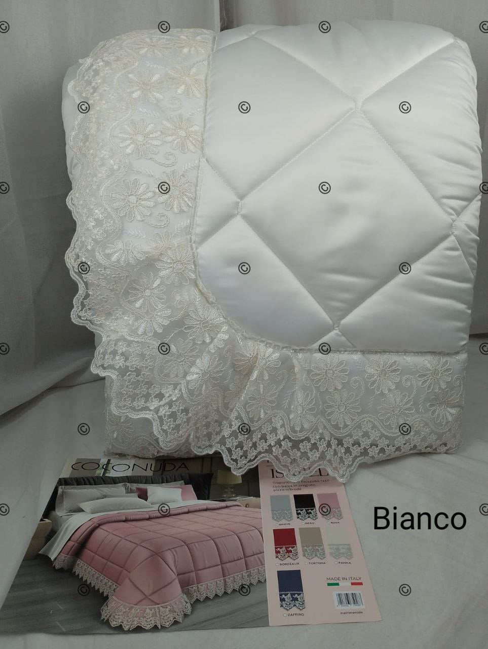 TRAPUNTA COCONUDA T.UNITA IN RASO CON BALZA MACRAME