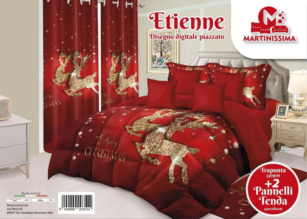 Trapunta matrimoniale +regalo coppia di tende natalizie